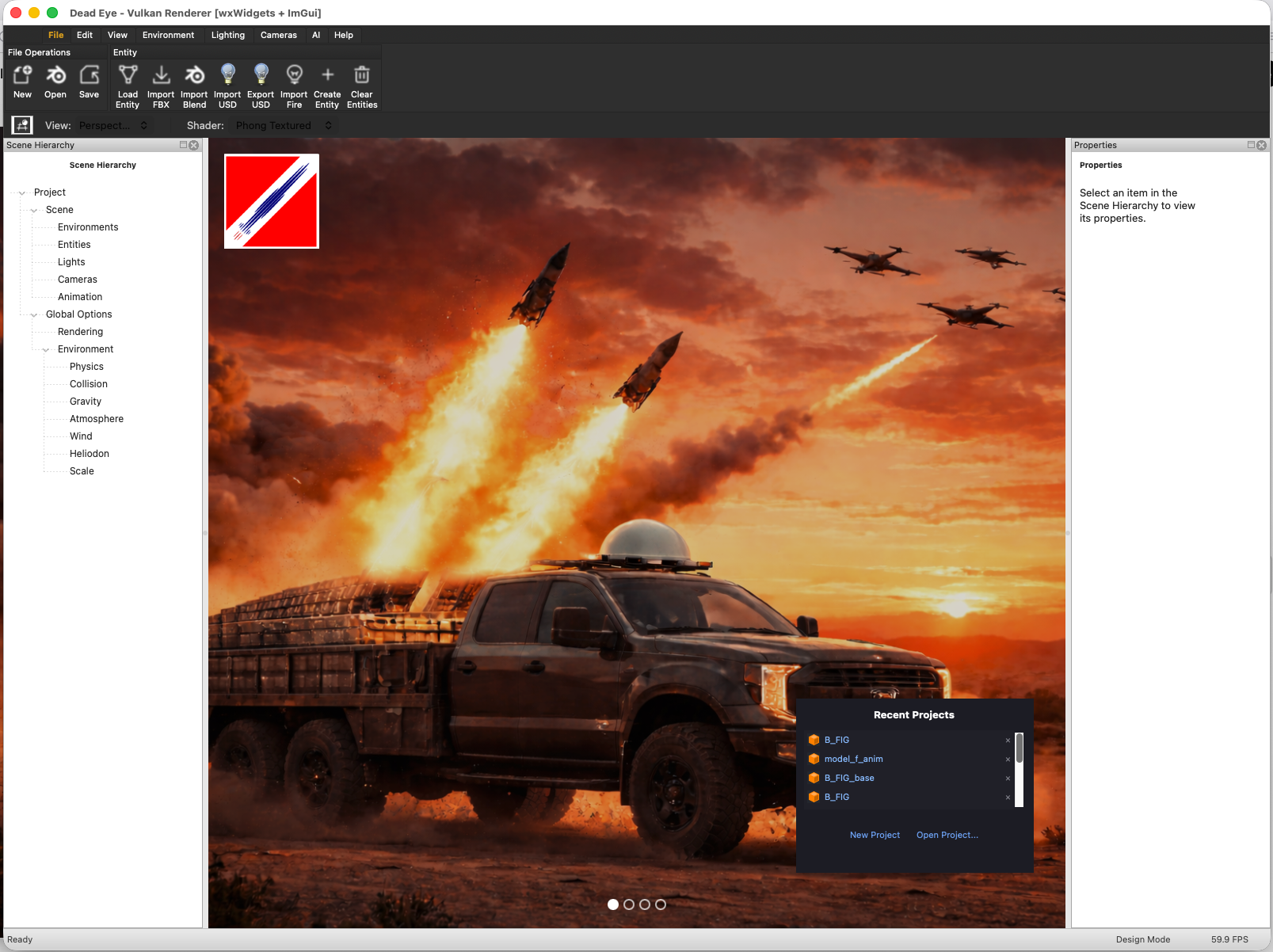 Dead Eye proprietary Vulkan-based 3D simulation and visualization engine